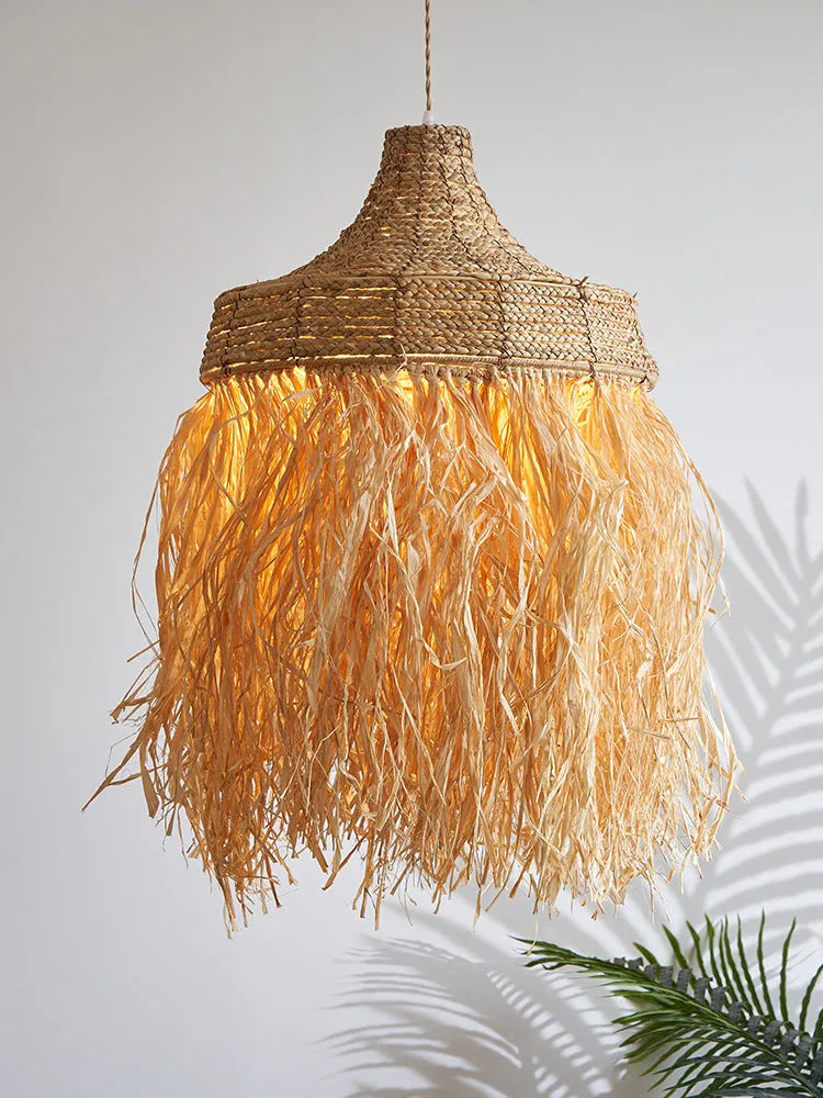Southeast Asian style woven rattan pendant light with 50cm diameter for restaurant ceiling