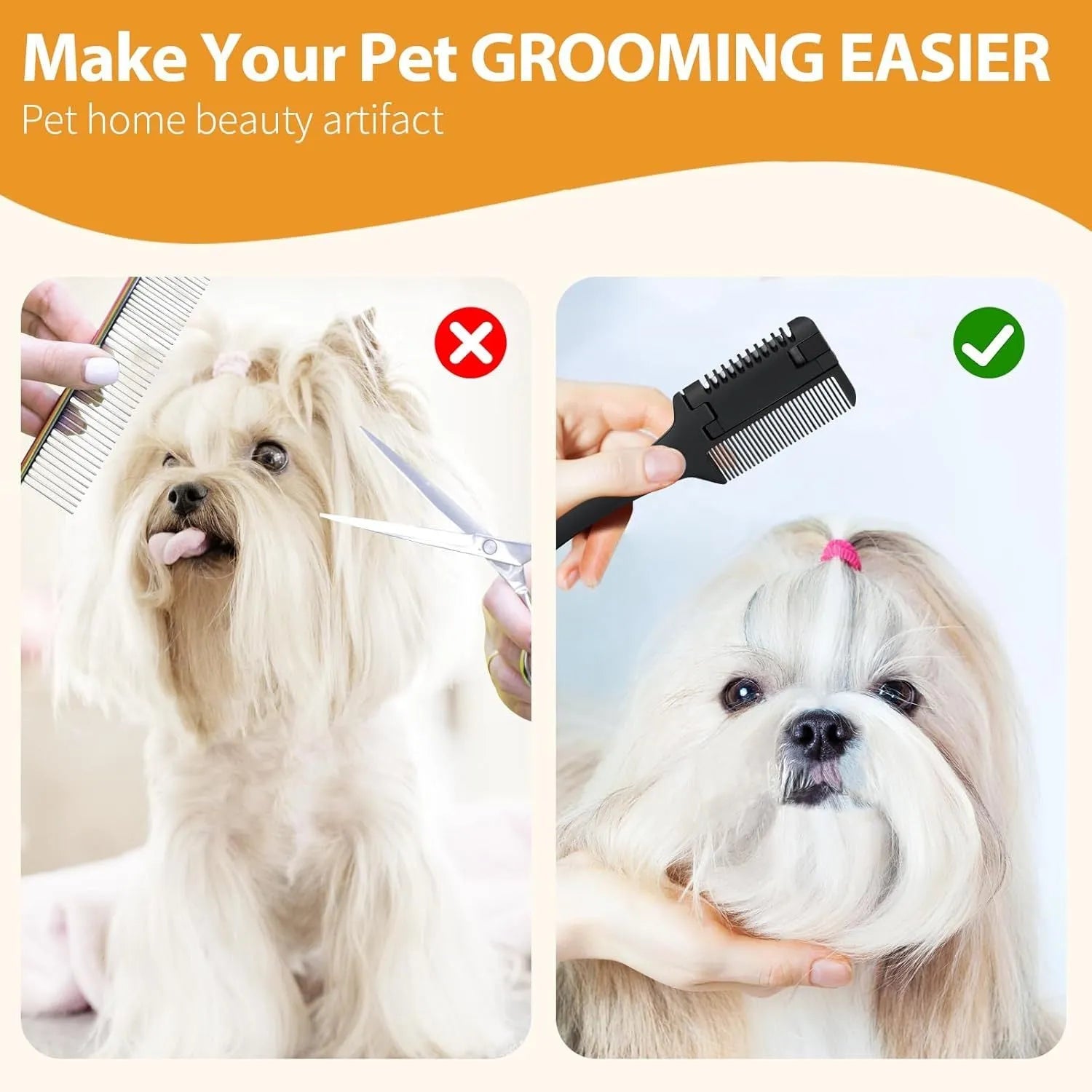 Pet razor comb with trimming blades and detangling teeth for dog cat grooming