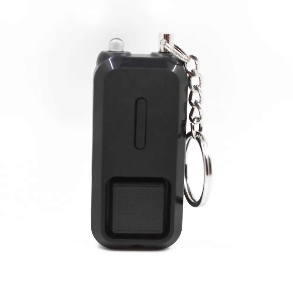 ZQ-202 personal safety alarm in pink, black, white, yellow or green with compact 65x30x12mm dimensions