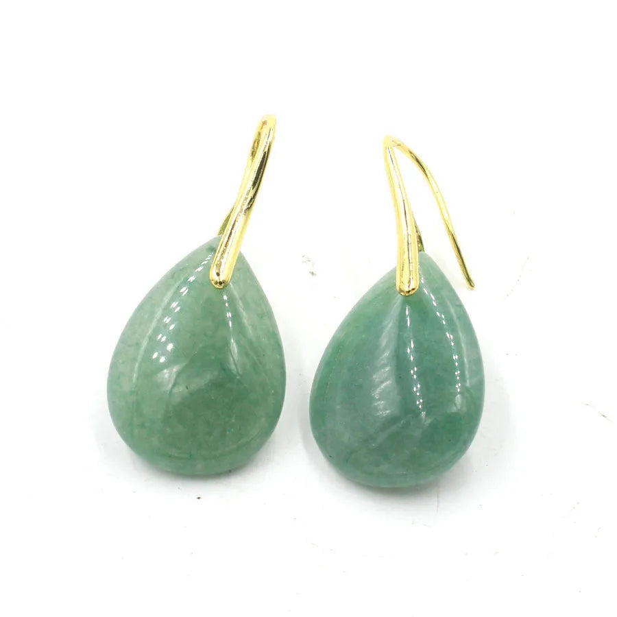 Geometric water drop earrings with crystal gemstones in various colour options on electroplated metal settings