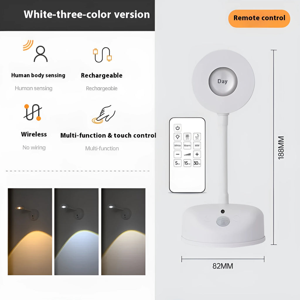 Modern geometric rechargeable wall lamp with remote control on indoor wall