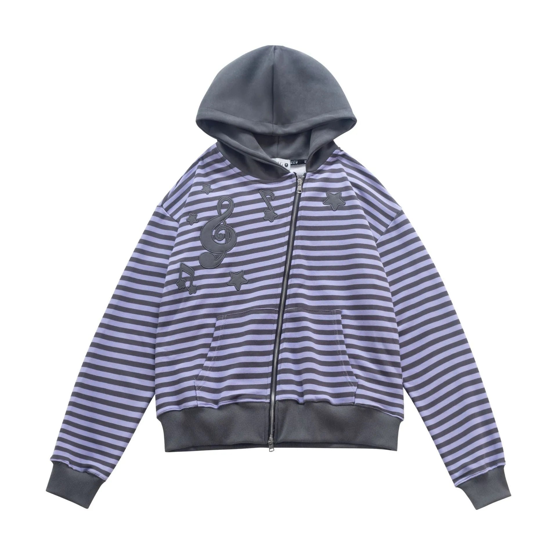 Autumn women's cotton cardigan coat with oblique zipper, short length 40cm, available in gray and purple colours