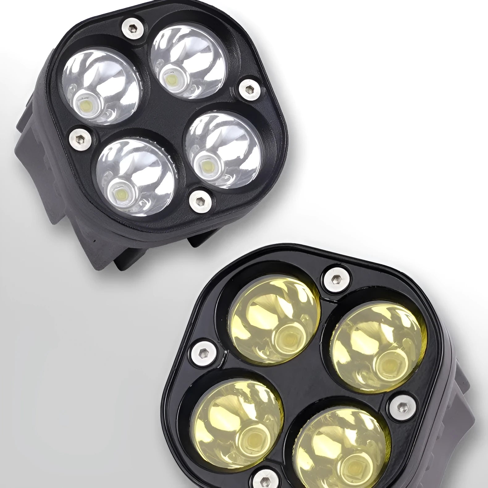 Four-leaf clover pattern vehicle spotlight with aluminium mounting plate for motorcycle car modification