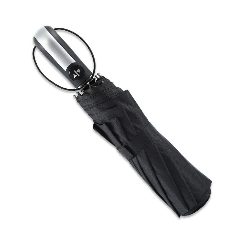 10-rib triple folding automatic business umbrella in black, navy blue or wine red