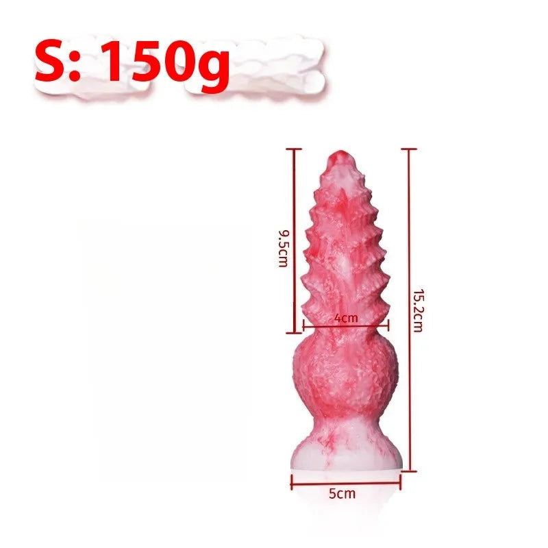 Pink shaped penis women's masturbation device made from platinum silicone with Berserker S and M size options