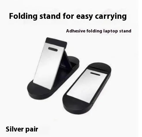 Compact foldable aluminum alloy laptop stand bracket shown in silver and white colour options.