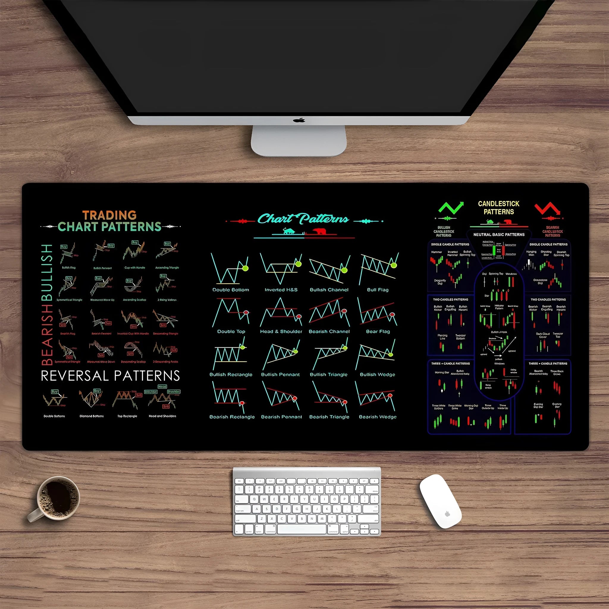 Black rubber mouse pad on a desk, showing anti slip underside and custom print area.