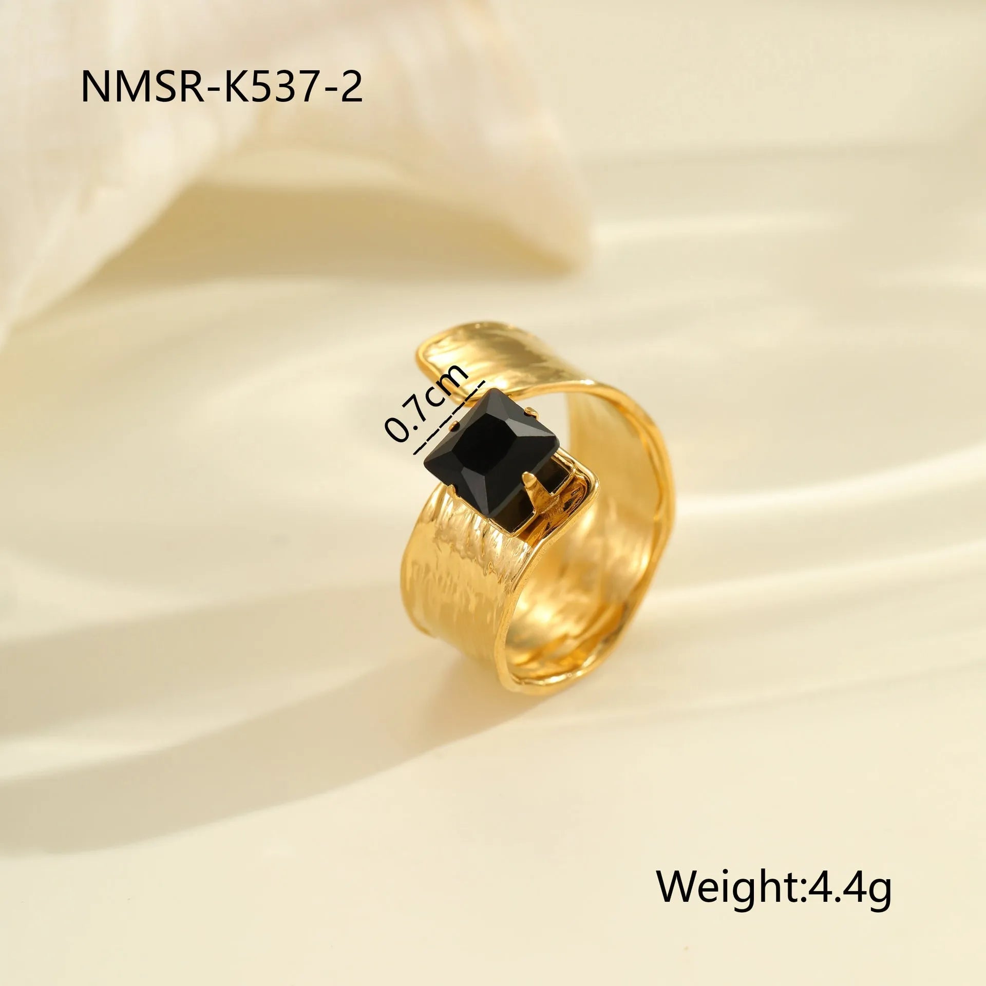 Adjustable open mouth titanium steel ring for women with inlaid zircon stones in a geometry design.