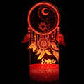 3D small night lamp with LED colourful lighting and black base on bedside table