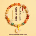 Handmade natural stone bracelet with safety buckle featuring 6mm agate and strawberry quartz beads