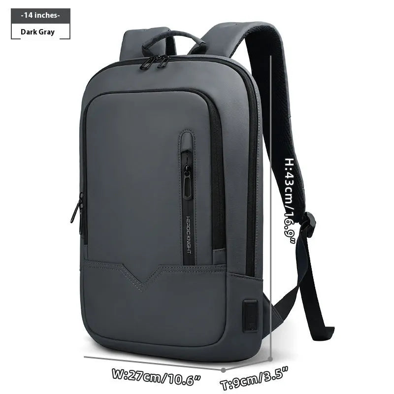 Lightweight polyester computer backpack with USB charging port in various colours