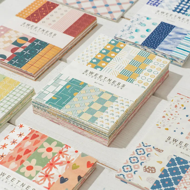 Pack of 50 retro dessert-themed note papers in ten food colours, each 56mm by 83mm.