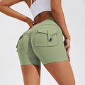 Women's high waist hip lifting sports shorts with pockets in quick-dry nylon fabric