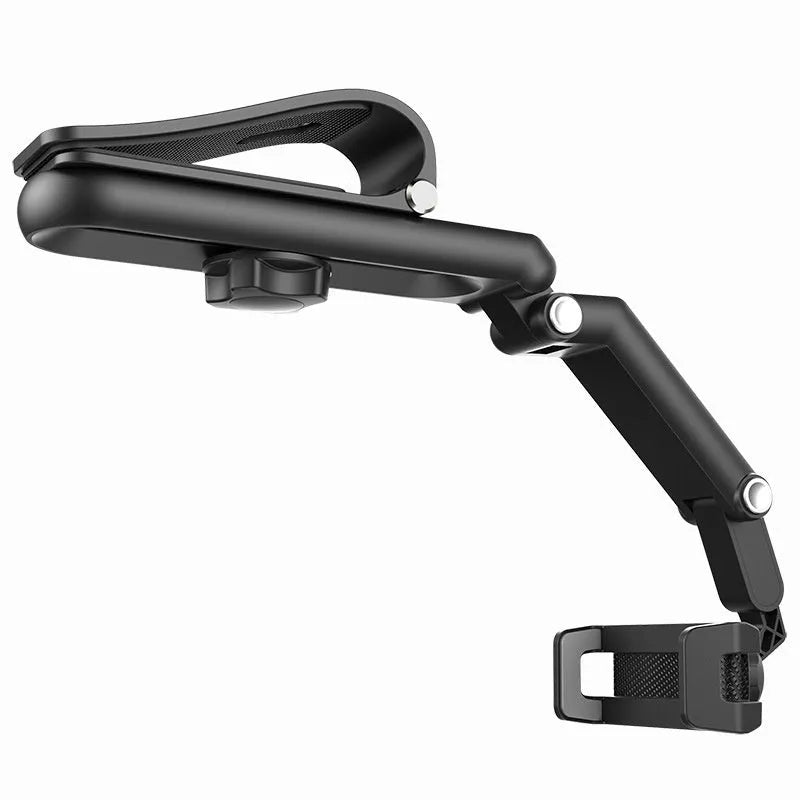 Grey and green car mobile phone holder bracket with one-click stable clip for dashboard mounting.
