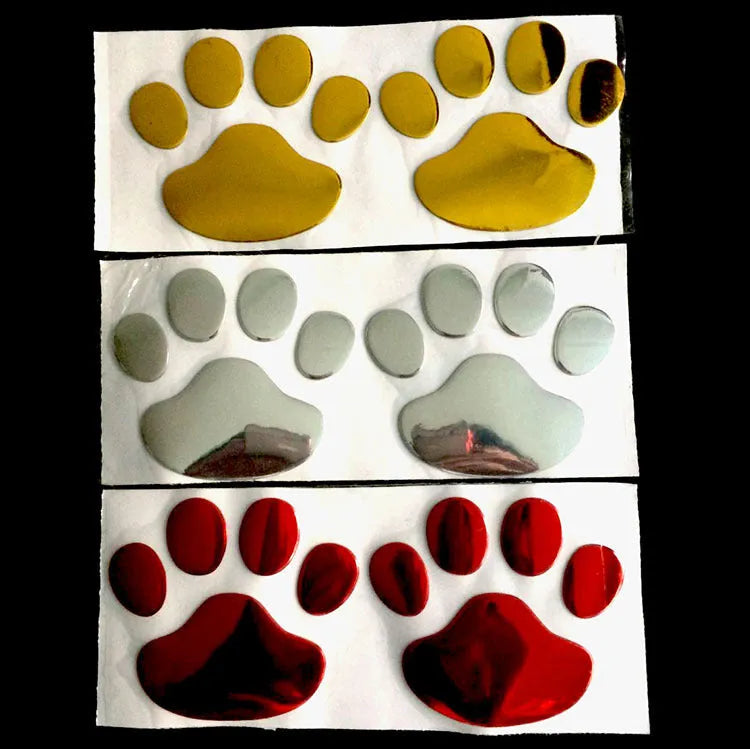 PVC car bumper sticker with hand-shaped brush dog footprint design in four colour options