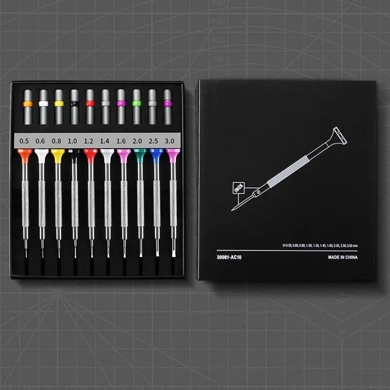 Watch repair tools precision screwdriver set with 10 pieces and 20 spare drill bits