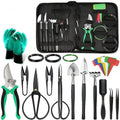 24-piece bonsai tools set in compact case with stainless steel heads for pruning potted plants