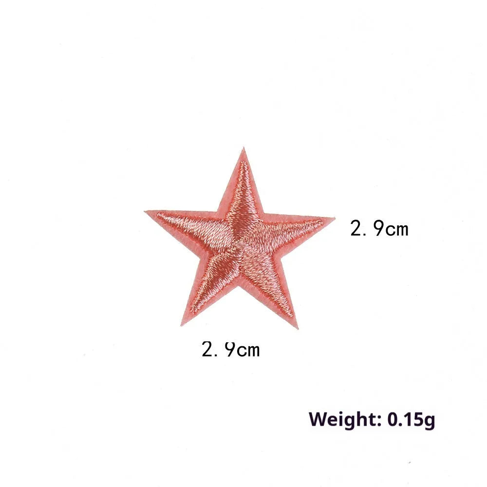 Colourful five-pointed star cloth embroidery stickers for DIY clothing decoration and craft projects