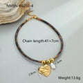 Geometric leopard print pendant on a gold-toned stainless steel necklace for women.