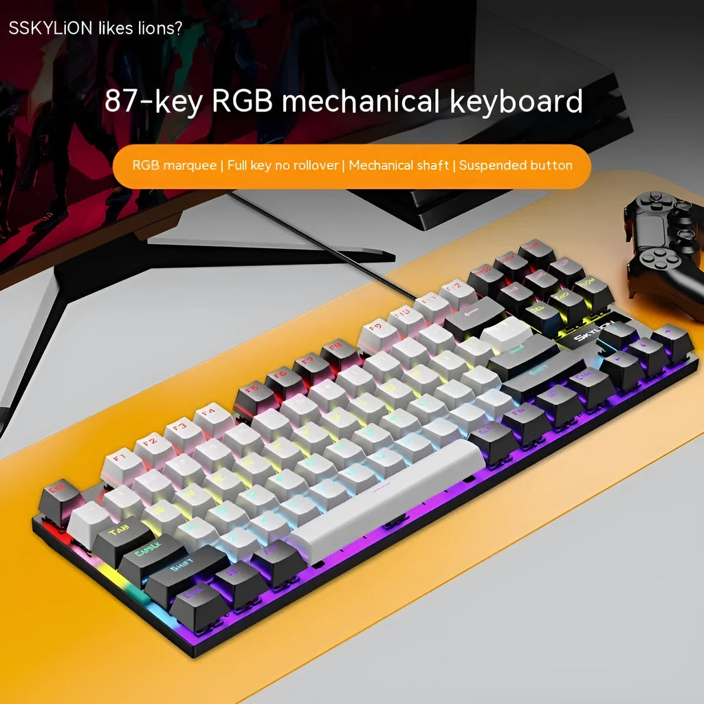 K87 mechanical wired keyboard with metal construction in selected colour with green axis or red axis switches