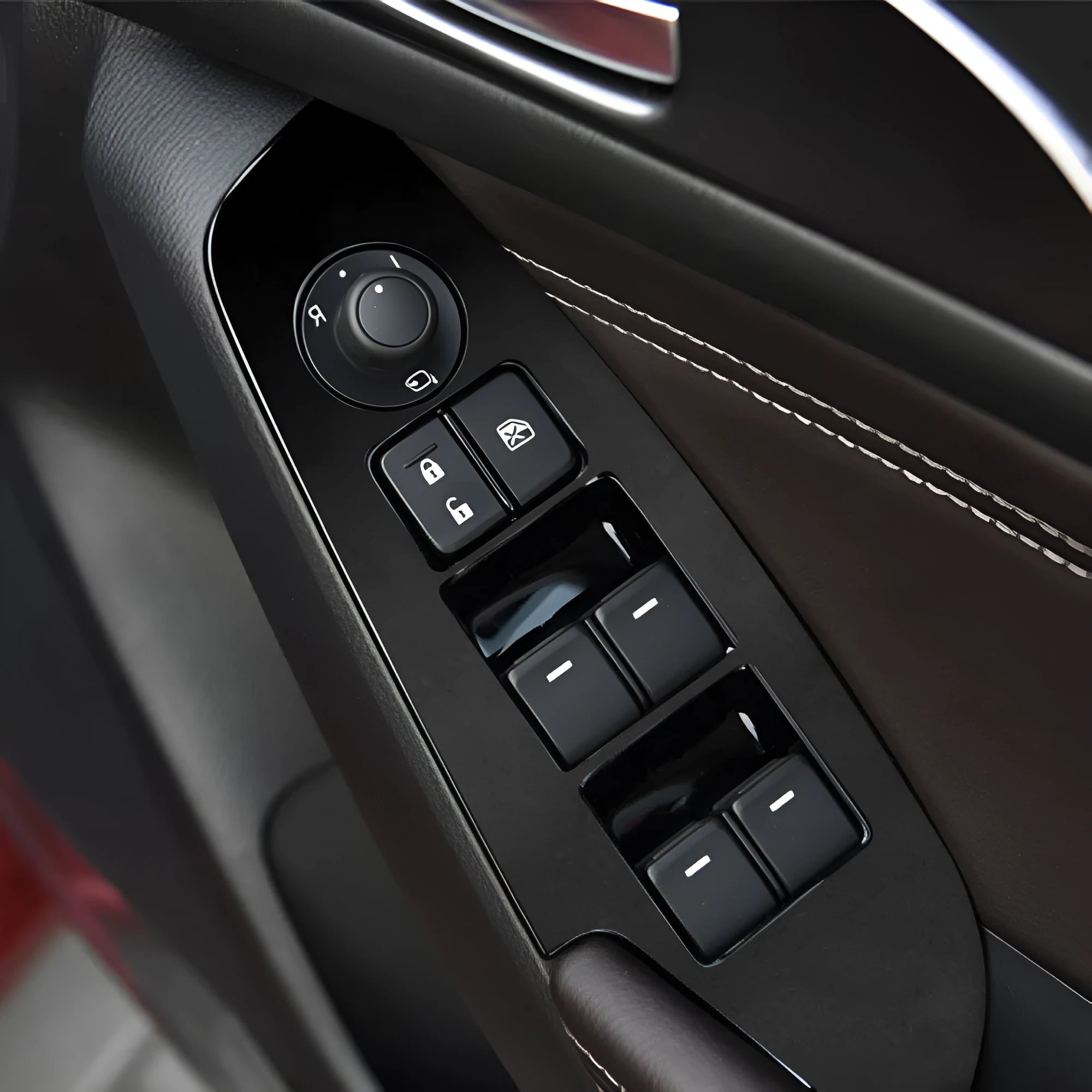 Four TPU protective films for 14-19 US/Canadian car dashboard door control panels in transparent and carbon fibre black