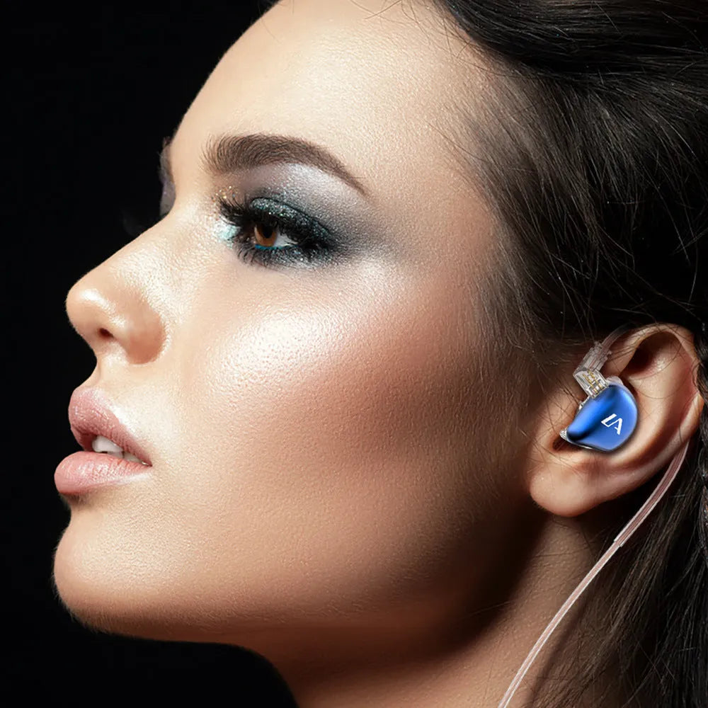 LE3 in-ear wired headset with ear-hook design and silver-plated cable