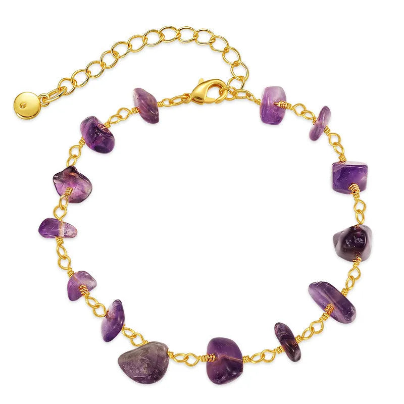 Women's irregular natural turquoise bracelet with geometric crystals in 18K copper, multiple colour options