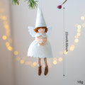White and pink cloth angel skirt Christmas tree hanging ornament with plush pendant