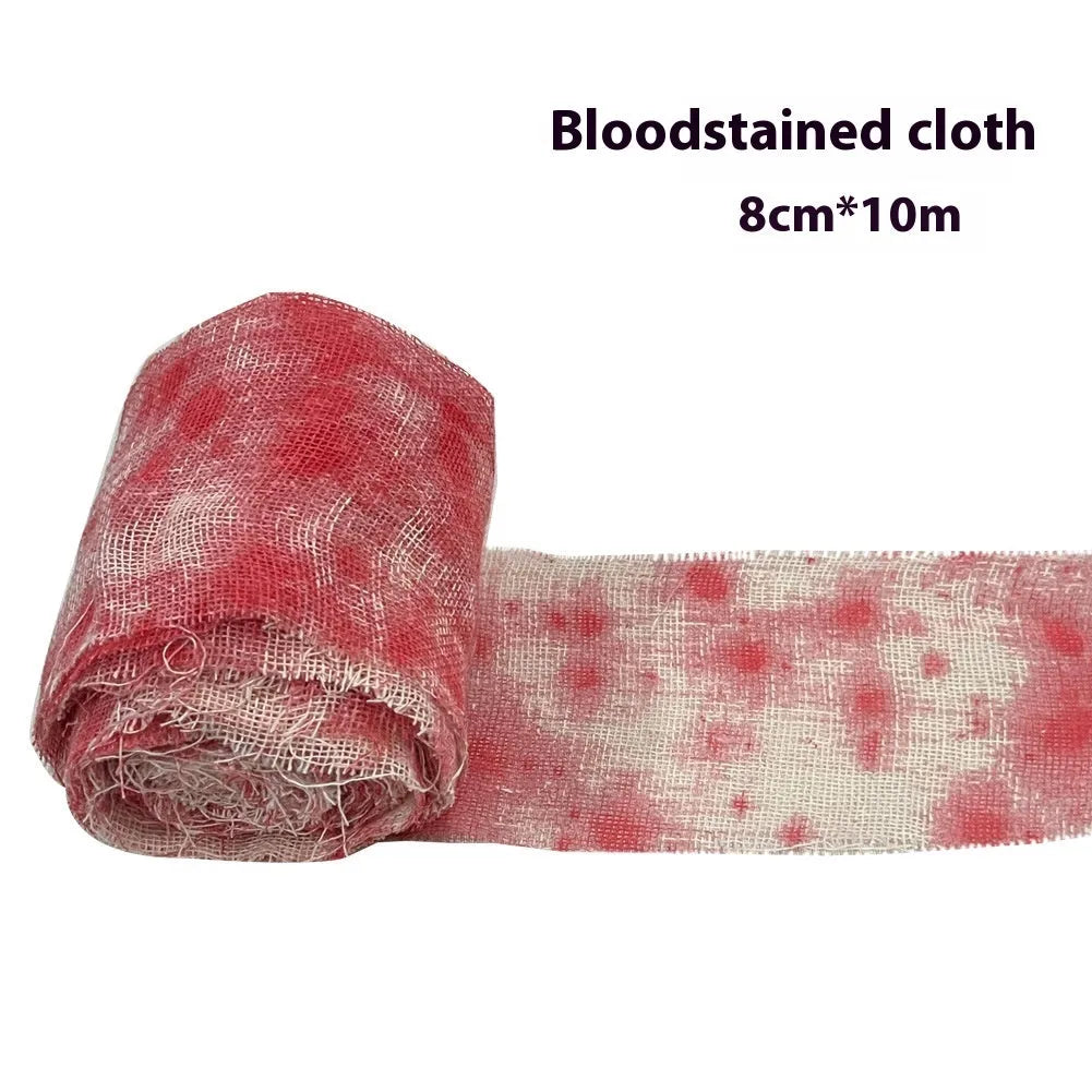 Halloween horror bandage gauze fabric bloody cloth strip polyester material 8cm width