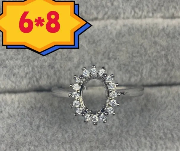 Open mouth copper ring with oval stone and five-pointed star decoration in Korean style