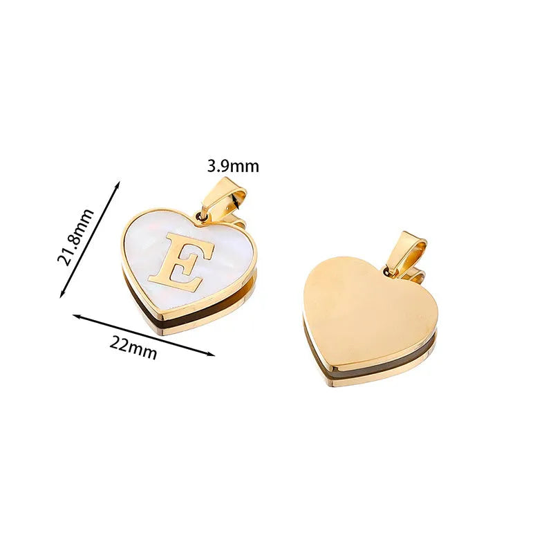 Gold plated personalised heart necklace with white shell on a 45cm chain