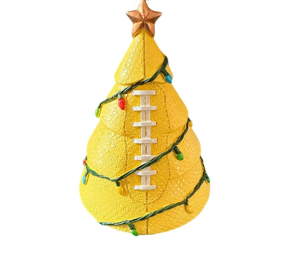 Resin Christmas football tree ornament 15cm in rugby style decoration