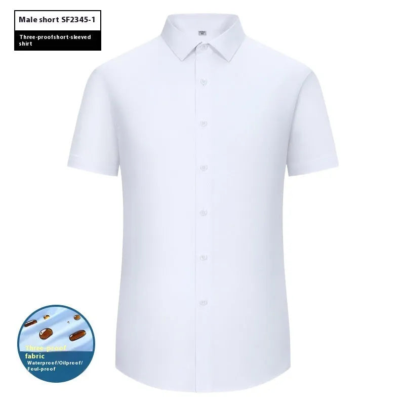 Men's bamboo fibre waterproof work shirt with square collar in slim fit business formal style