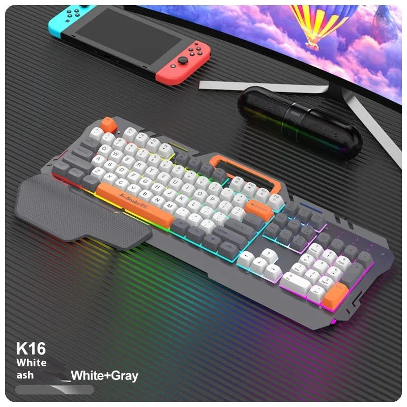 Wired gaming keyboard and mouse combo with backlight in blue or grey colour options