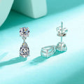 925 sterling silver water drop moissanite stud earrings showing geometric arrangement of stones