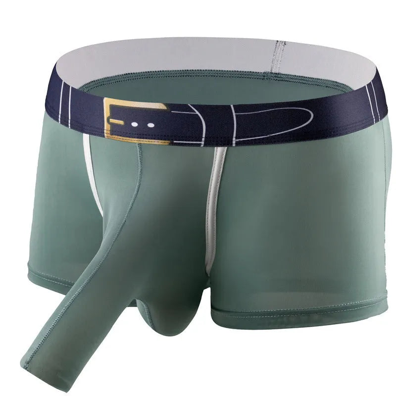 Men's ice silk boxer shorts in a solid colour on a mid-waist mannequin, showing the lightweight fabric and standard cut.