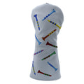 Black and white golf club wooden pole sets in three sizes: large, medium, and small.