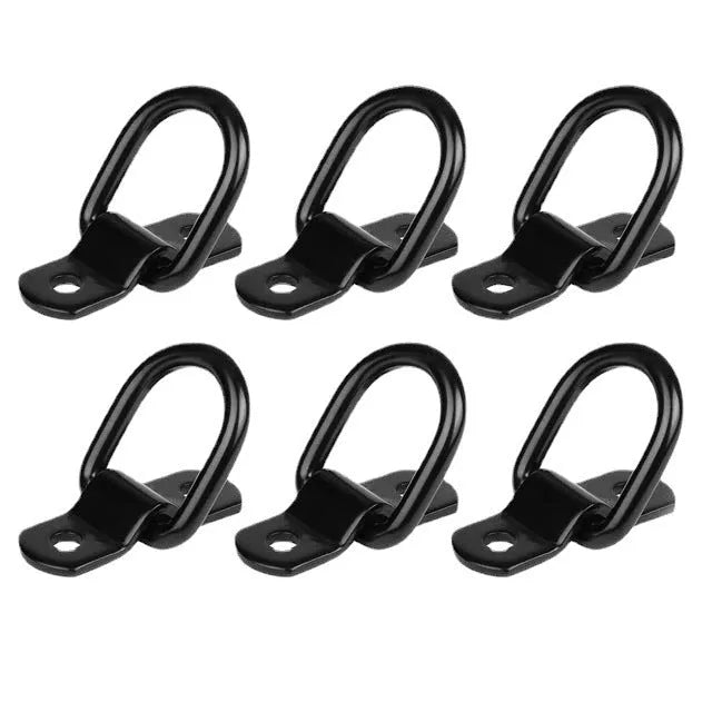 Black galvanised carbon steel floor hook for truck cargo restraint with pull ring design
