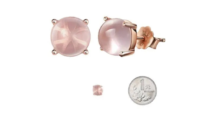 Rose gold drop shape synthetic quartz stud earrings with crystal inlay