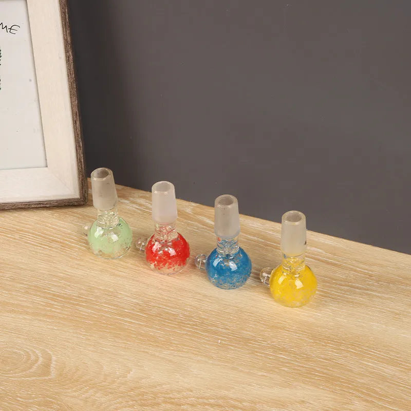 Transparent coloured glass trumpet smoking pipe 7cm geometric shape