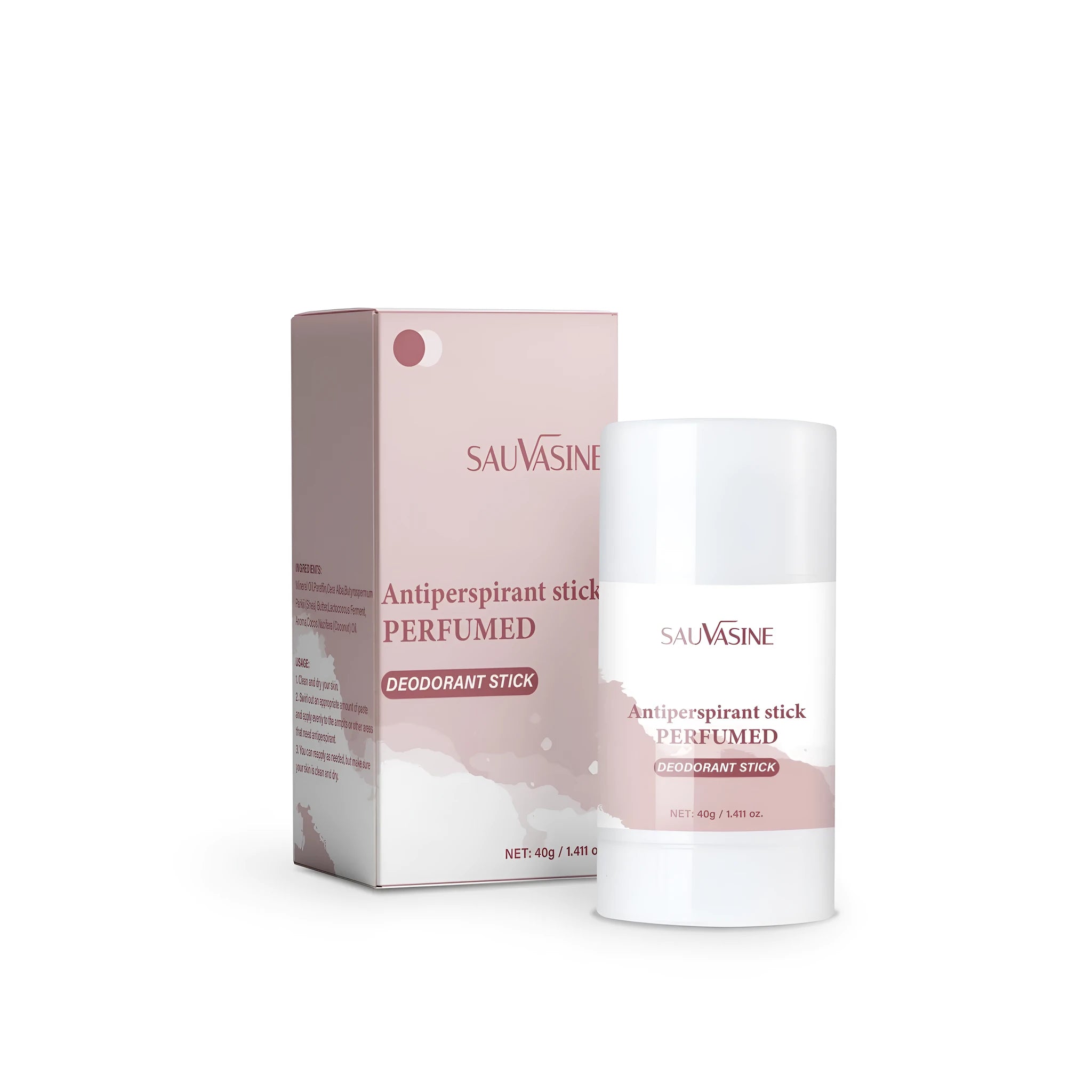 40g antiperspirant deodorant stick in packaging for fading armpit odor.