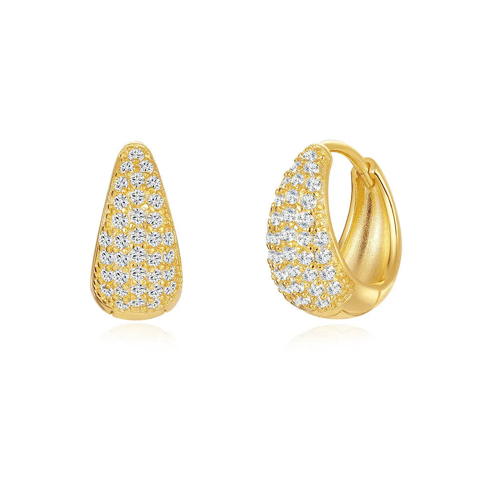 Gold electroplated brass earclip earrings with geometric round design in three style options