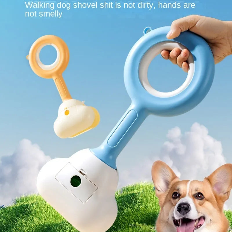 White blue ABS plastic dog poop scooper with cloud-shaped jaw design for outdoor pet waste collection