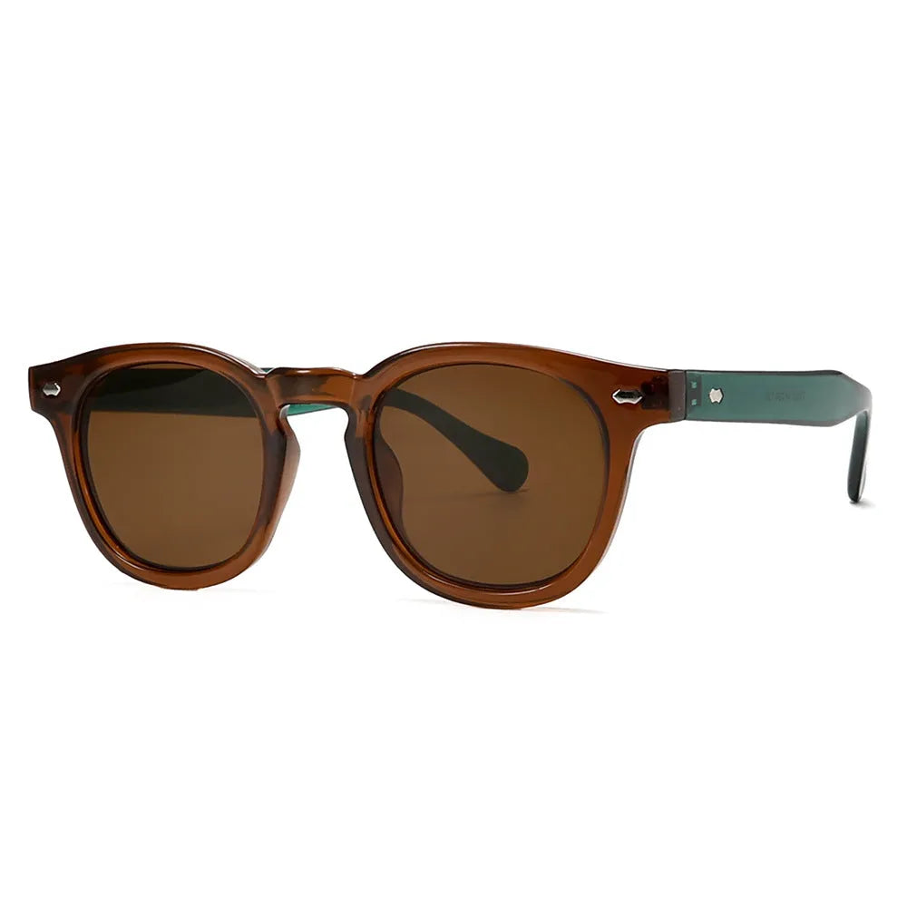 Simple round rim sunglasses with retro Hong Kong style design in multiple colour options