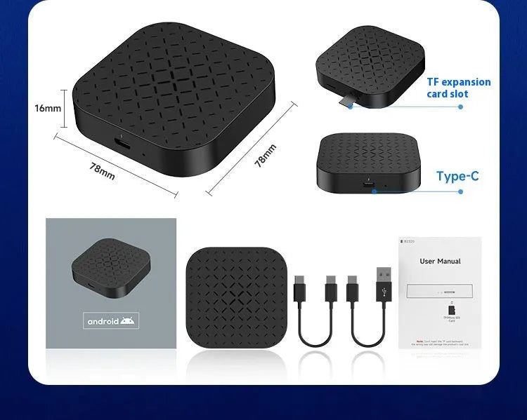 Black Box Car System Android wired to wireless CarPlay smart box with ABS PC housing
