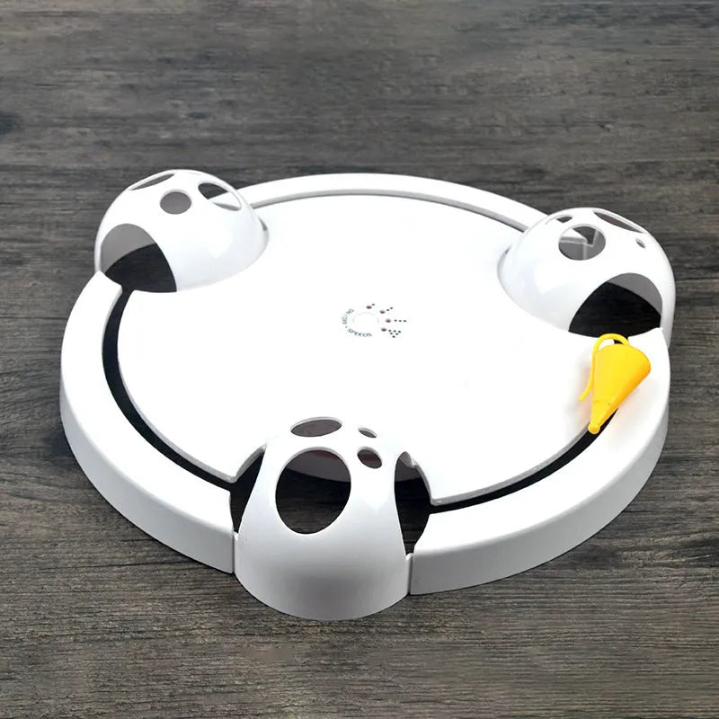 White electric cat toy automatic rotating turntable 32cm diameter ABS plastic