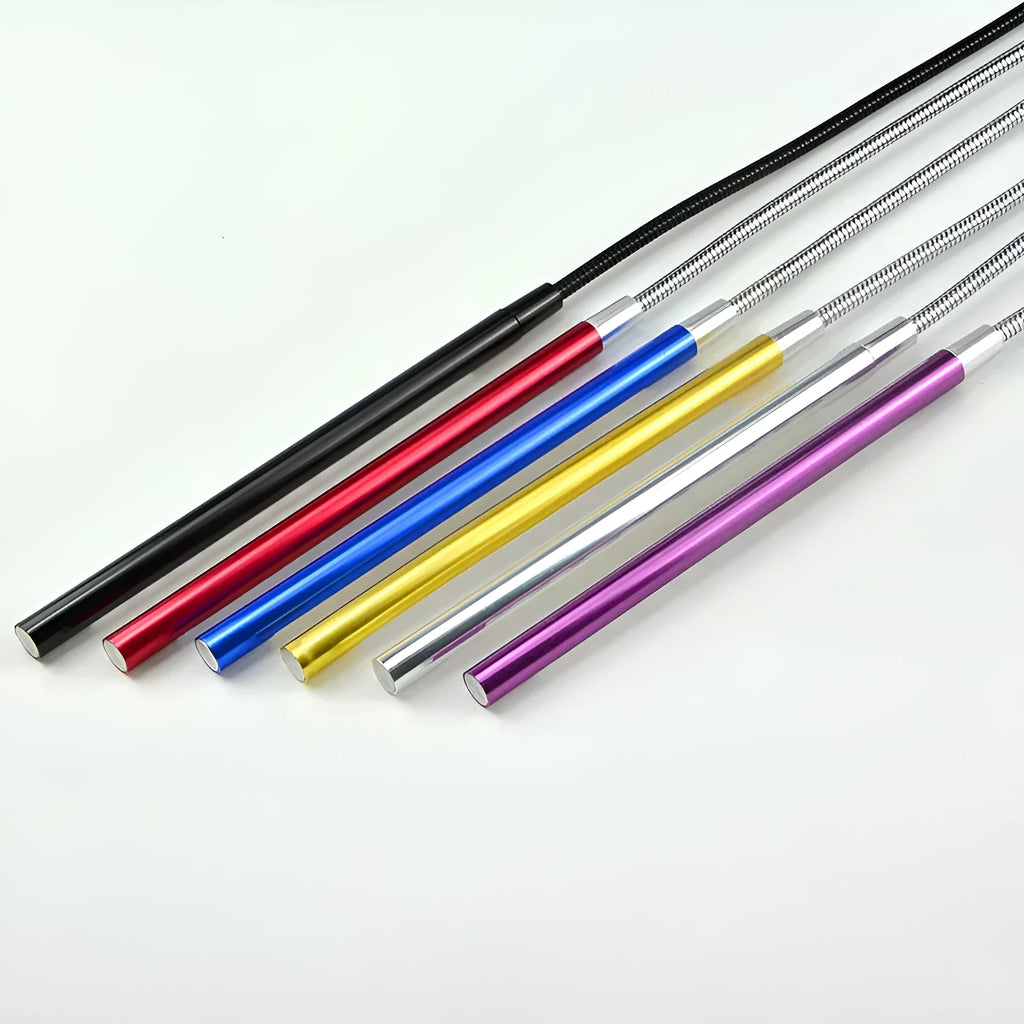 Slender 420mm aluminium alloy spiral LED night light with USB connection in six colour options
