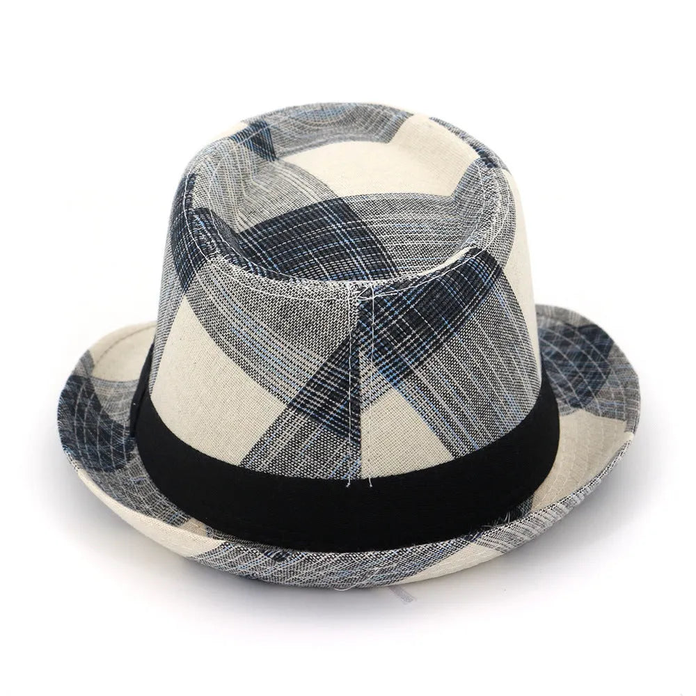 Polyester straw hat in black or blue with bell crown style for sun protection
