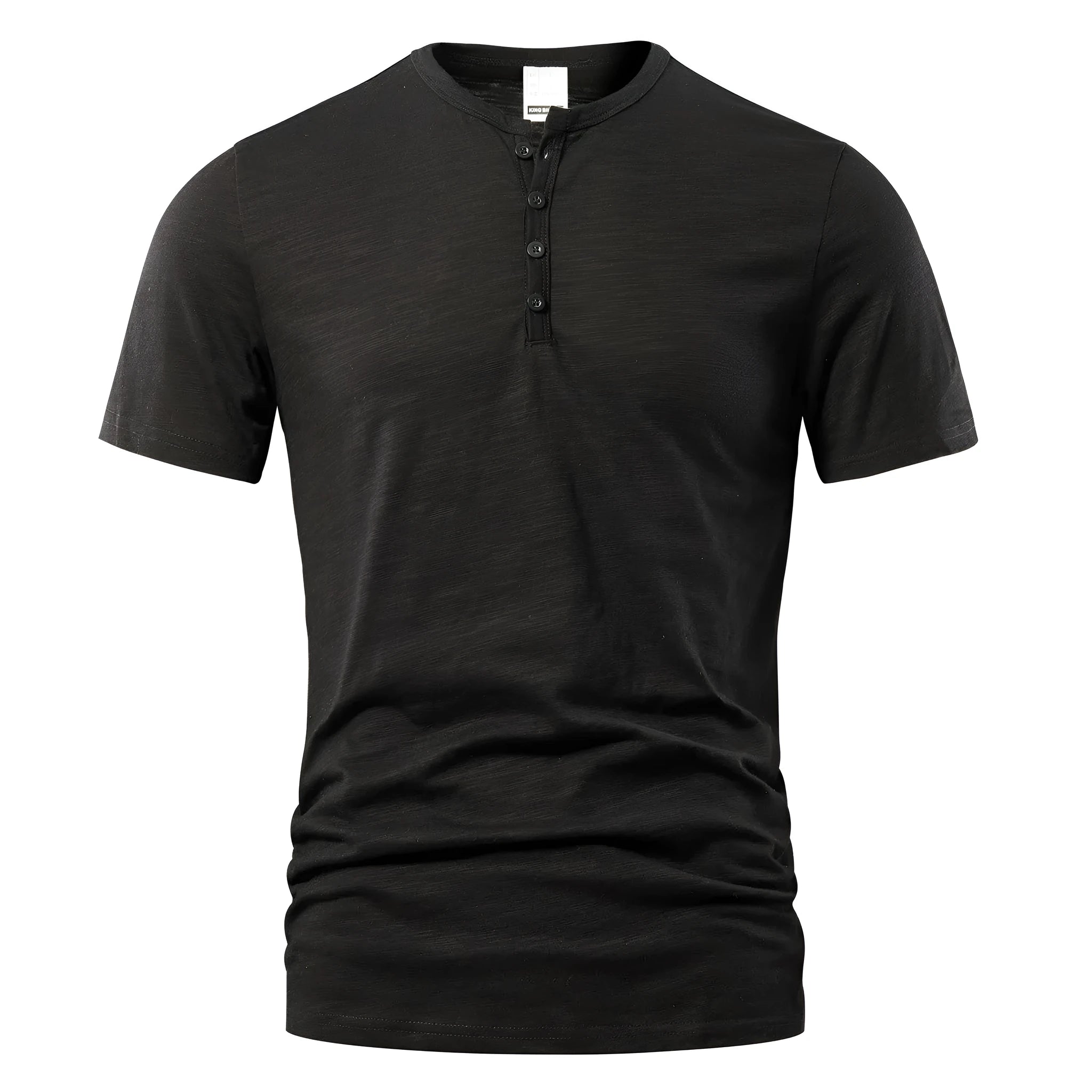 Men's British-style slub cotton t-shirt in seven solid colours with short sleeves