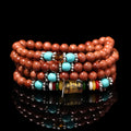 Golden star stone mantra bracelet with 108 nugget sand beads and retro fu character design